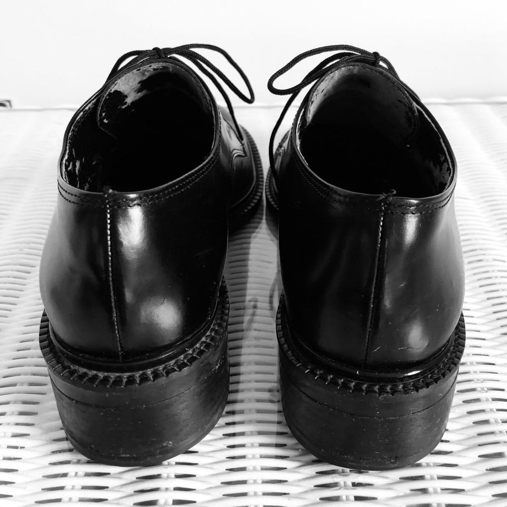 Enzo Angiolini 90s Black Leather Lace-Up Oxford, lug sole Shoes sz 7.5M - Picture 2 of 16